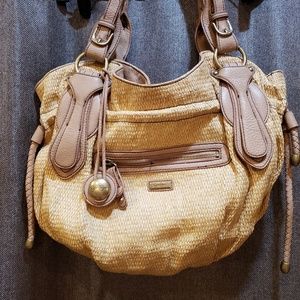 Taupe leather with brass detailing Hobo bag